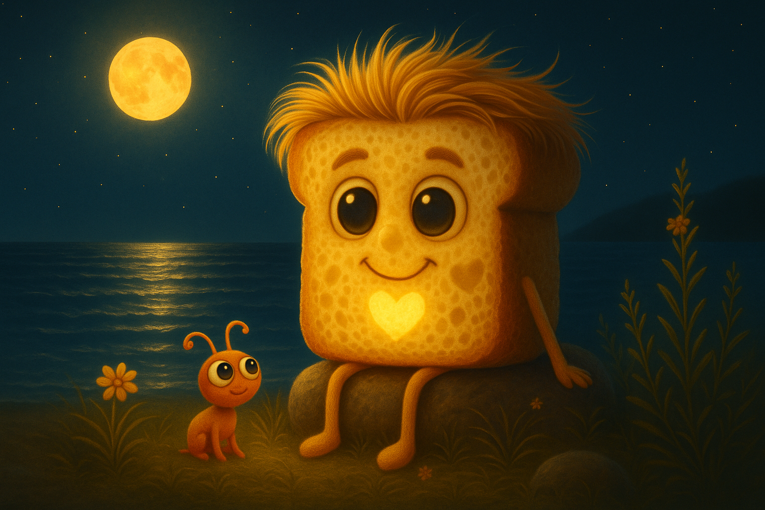 Crumbelina by the sea under the moon