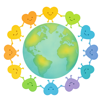 Zem obklopená srdiečkami